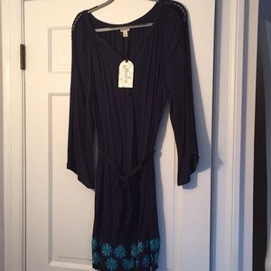NWT navy Hatley dress w/ open arm detail & flowers